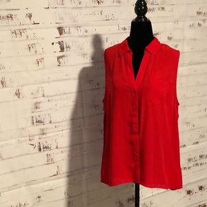 New York & Co Red Sleeveless Blouse